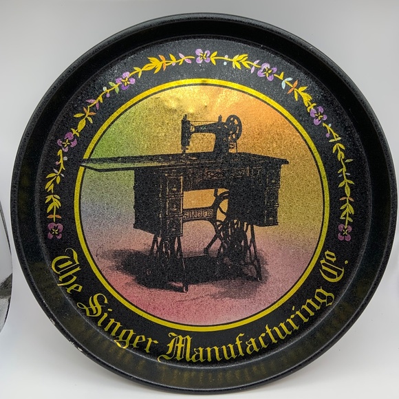 Vintage The Singer Manufacturing Company Bristolware Round 12" Retro Tin - Picture 1 of 15